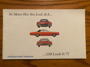 1972 GM Stockholder Product Information Brochure - GM Cars with Specs & Prices