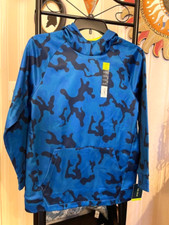 TEK GEAR Boy's Full Zip - Blue CAMO HOODIE - Size L 14/16 Lg. Front Pouch -NWT