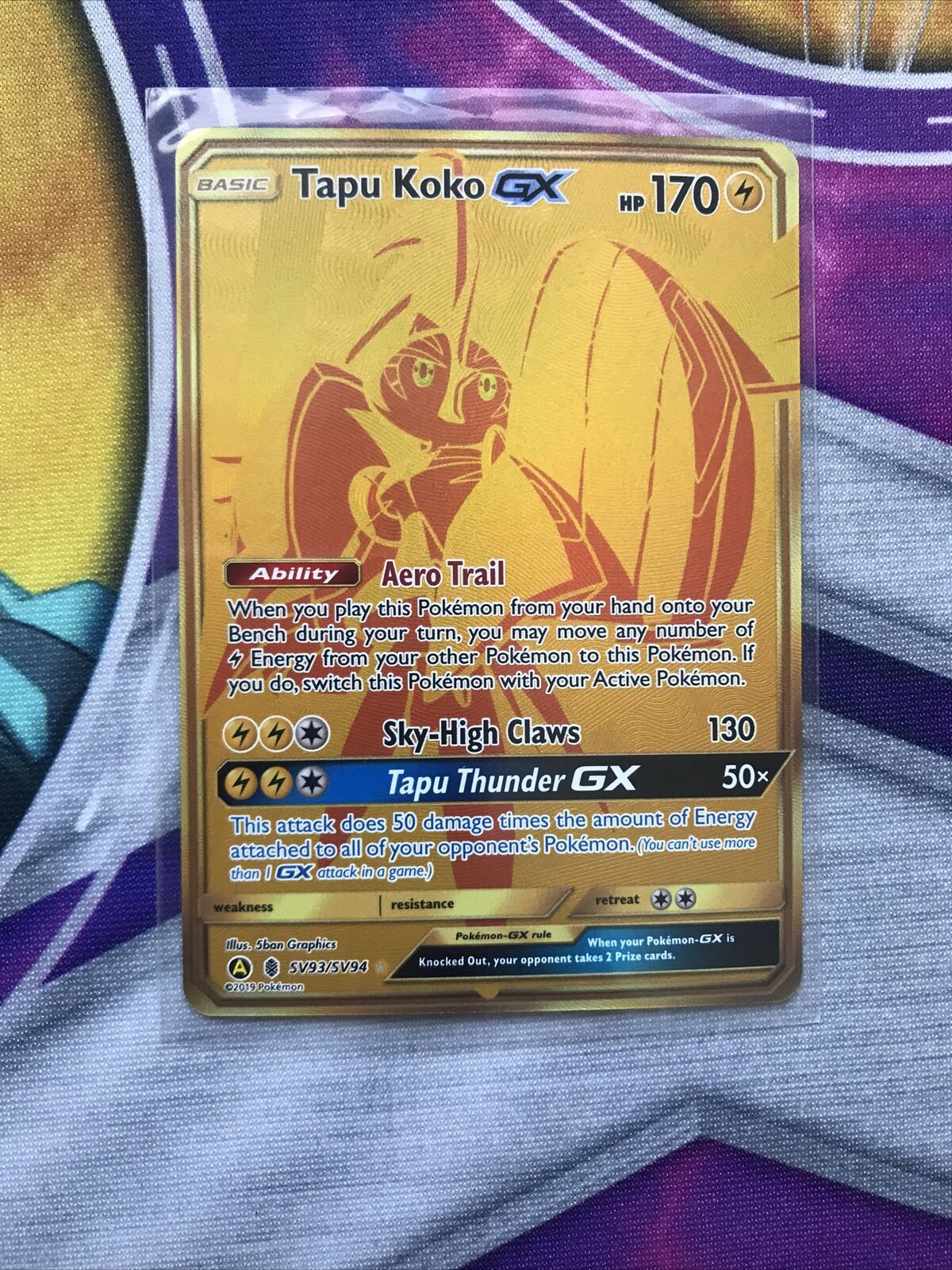 Carte Pokemon Tokorico GX Gold SV93/SV94 Soleil et Lune SL11,5 FR Neuve  secrète