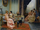 Oil Painting repro Vittorio Reggianini Interior with Elegant Figures II