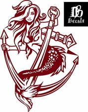 Sexy Mermaid Girl Anchor Fantasy Car Boat Ship Truck Window Vinyl Decal Sticker 