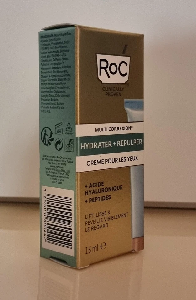 RoC Multi Correxion Hydrate + Plump Eye Cream 15ml with HA and Peptides NEW - Image 2 of 3