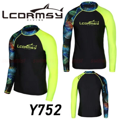 LCDRMSY HERREN LANGARM RASH GUARD LONGSLEEVE UV SCHUTZ SHIRT BADEMODE SURFEN TAUCHEN 752