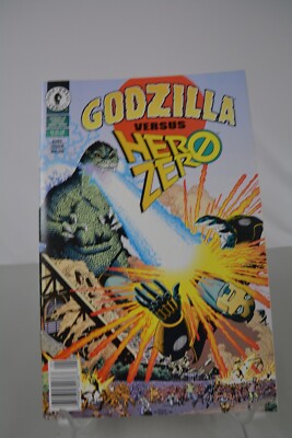 Godzilla versus Hero Zero ~ DARK HORSE 1995 ~ Art Adams cover NEWSSTAND A-1