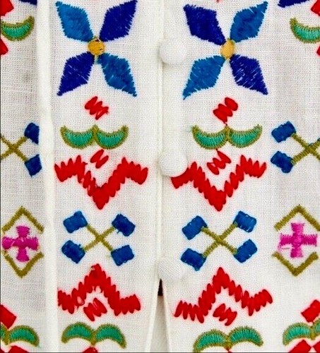 ZARA Jacket Medium White Multi Linen Mix Oversized Embroidered Tassel Midi - Picture 10 of 23