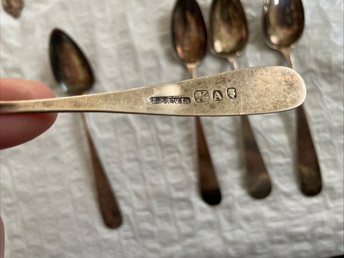 RARE! 5 Early American Coin Silver Teaspoons John Erwin Baltimore Assay By Hand - Picture 4 of 6