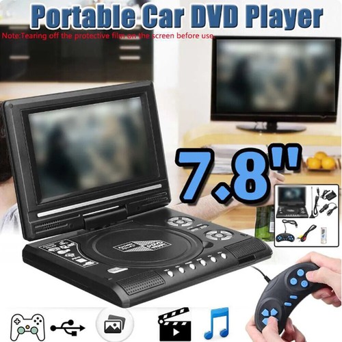 7.8" HD Tragbarer DVD Player Portabler DVD Monitor USB HDMI AV AKKU + Gamepad DE - Bild 10 von 24