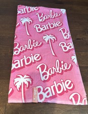 Barbie Palm Trees Print Beach Towel 36  x70  Cotton New Pink White