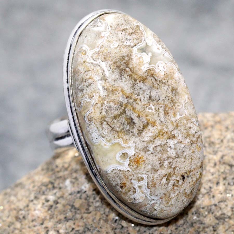 925 Silver Plated Mexican Laguna Lace Ethnic Ring Size US 8 Jewelry JW