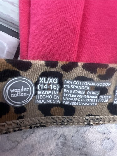 Wonder Nation leggings girls XL lot of 3 jeggings cheeta cotton tough pink NWT - Picture 4 of 6