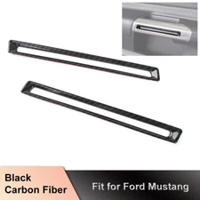 For Ford Mustang 2015+ Inner Door Pull Handle Ring Bezel Trim Cover Carbon Fiber
