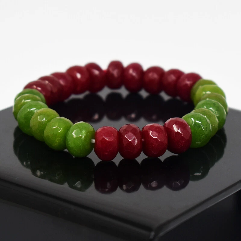 207 Cts ENHANCED Garnet & Ruby Faceted Beads Stretchable Bracelet JK-45E341 - Image 3 of 3