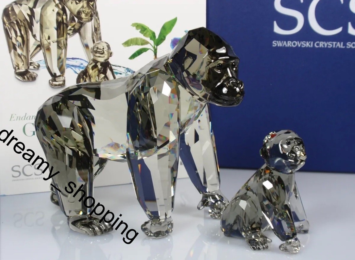 NIB Swarovski SCS A.E 2009 Gorillas Mother With Baby Crystal