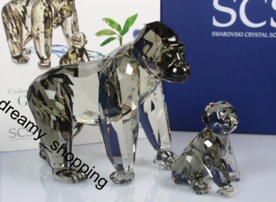 NIB Swarovski SCS A.E 2009 Gorillas Mother With Baby Crystal