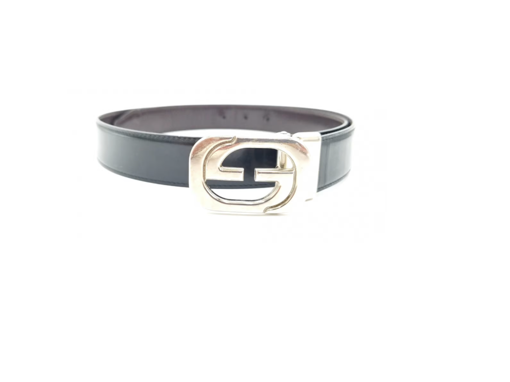 Gucci Black GG Logo Belt Notched 30