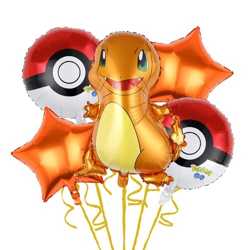 5PC Pokemon Pikachu Charmander Foil Balloon Set Party Decorations Supplies - Picture 6 of 9