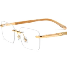 Luxury Natural Buffalo Horn Eyeglasses frames Glasses Rimless Eyewear