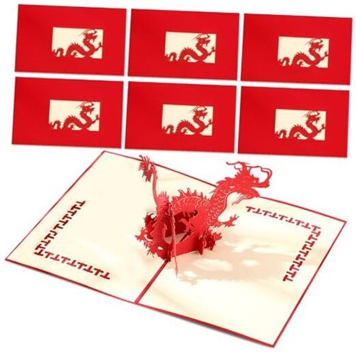 6 Pcs Dragon Pop up Cards, Dragon Birthday Cards for Men Women Kids, Husband