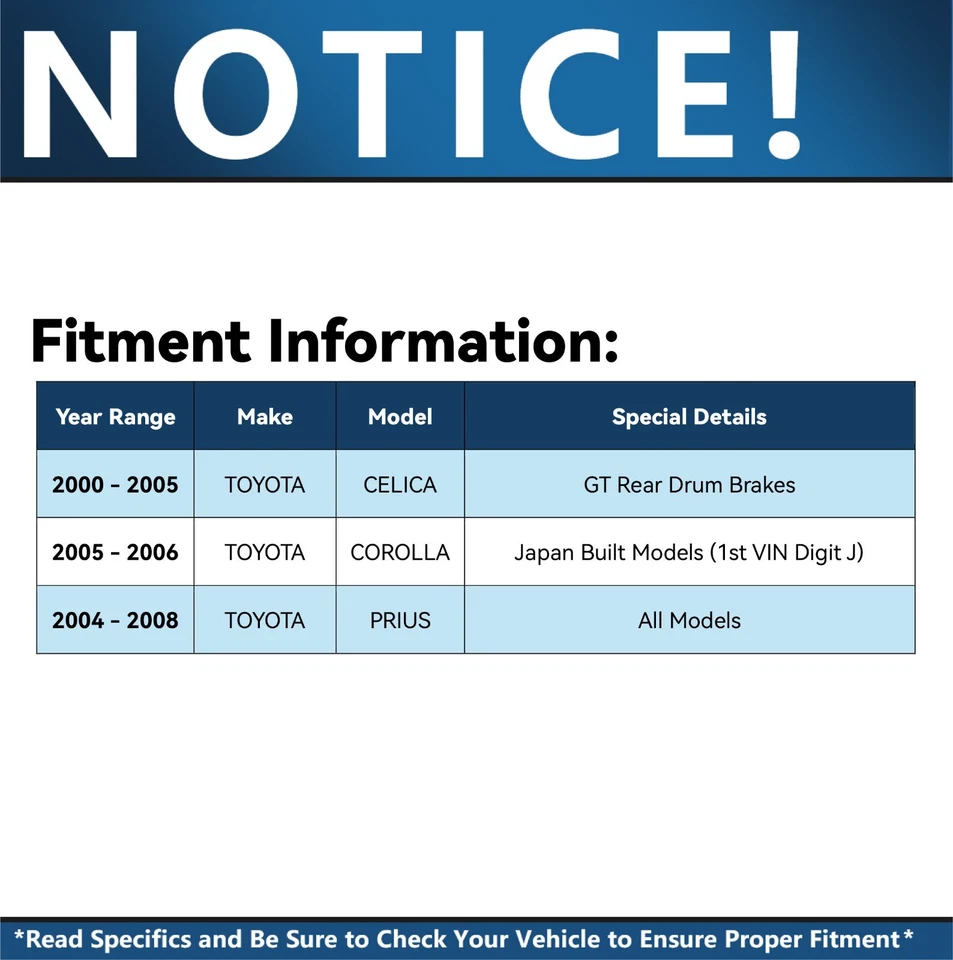 Rear Brake Drum + Ceramic Brake Shoe for 2004 2005 2006-2008 Toyota Celica Prius - Image 3 of 4