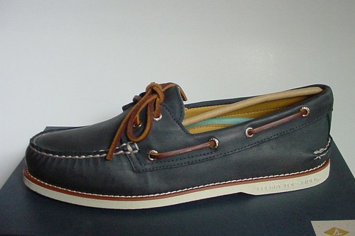 Sperry Top-Sider Hombre Azul Marino Marrón Gold Cup A / O 2-Eye Barco Shoe  Sz 11 | eBay