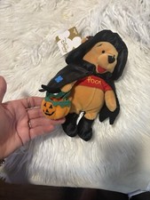 Disney Witch Winnie Pooh Bean Bag Plush Stuffed Toy Pumpkin Halloween 9  