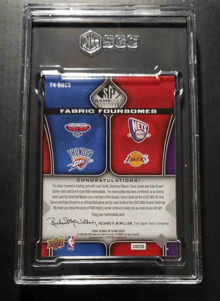 Camiseta UD SP G-U Gold Kobe Bryant, Carter, Smith, Mason Quad 2009-10 #/35 SGC 6 Foto 2 de 2