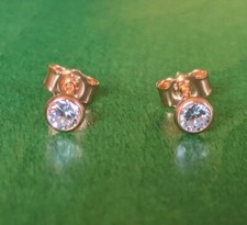 1 Paar Ohrstecker Echt Silber 925 rose Gold Zirkonia weiß klar eingefasst NEU