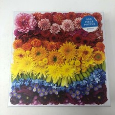 Rainbow Flowers 500 Piece Puzzle -20 x 20 Galison - COMPLETE