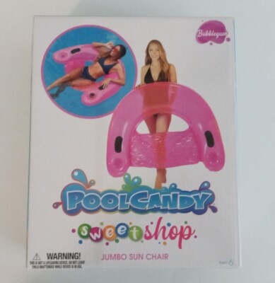 NEW Pool Candy Sweet Shop Jumbo Sun Chair Inflatable Float PINK w/Cup Holder
