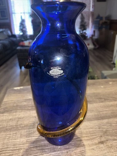 Blenko Glass Vase, 2000 Hand-signed by Richard Blenko