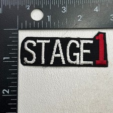 Red  White Embroidery On Black STAGE 1 Car Auto Themed Patch 59J8