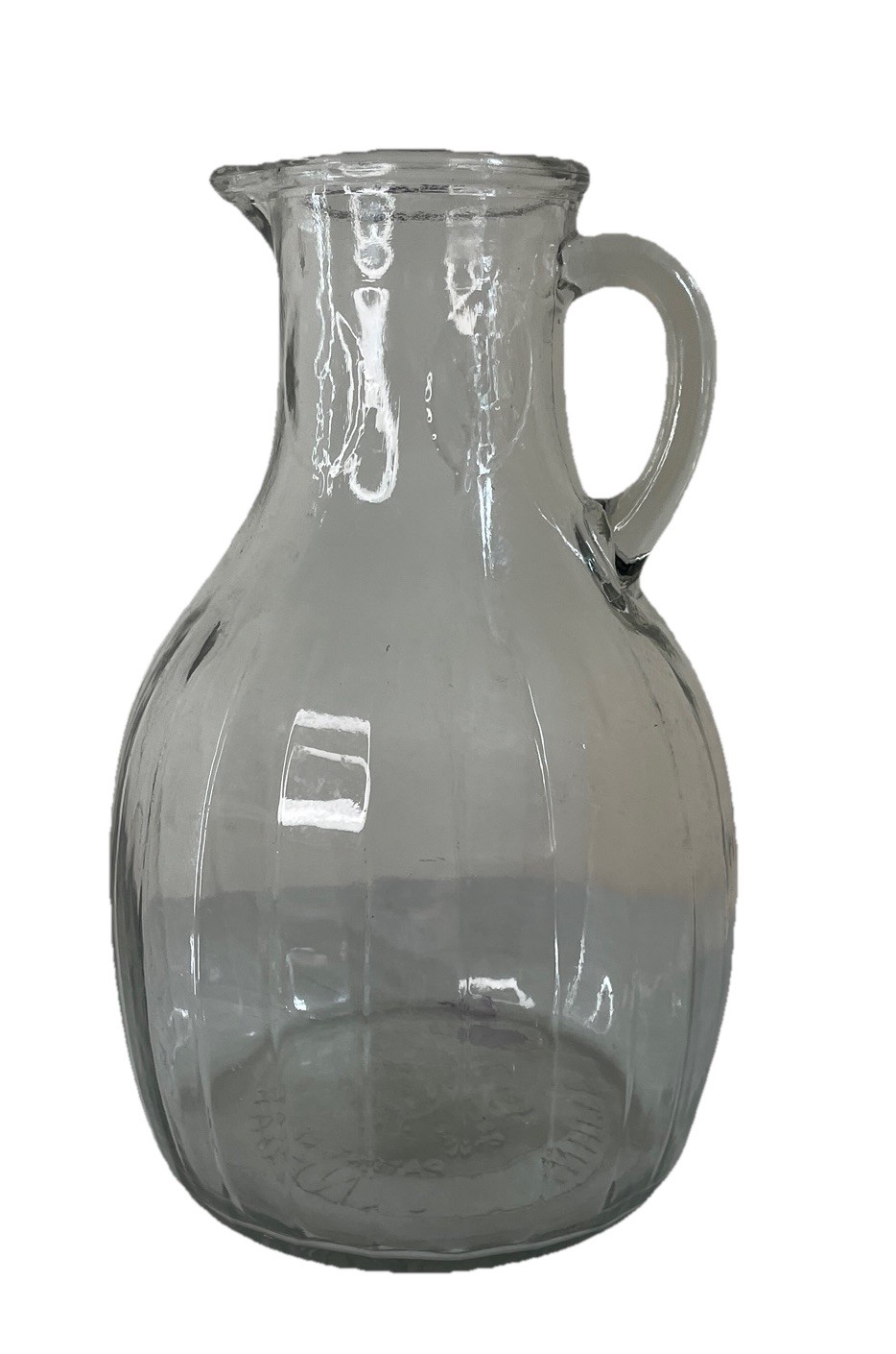 VTG 30s White House Vinegar Ribbed Glass Pitcher Jug Leaf Pattern #679-7 Handle