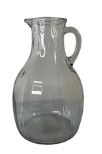 VTG 30s White House Vinegar Ribbed Glass Pitcher Jug Leaf Pattern #679-7 Handle