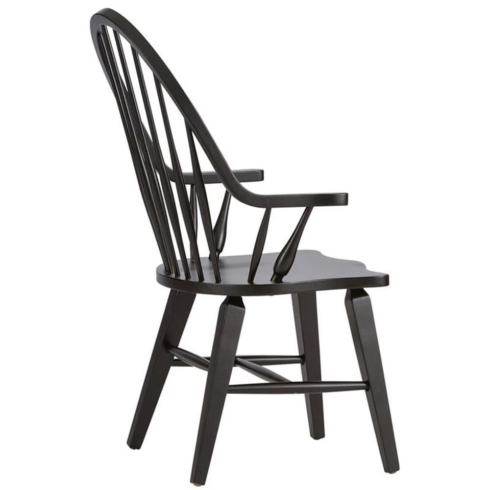 Hearthstone Ridge Dark Brown Windsor Back Arm Chair - Black - Image 4 of 4