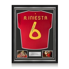 Andres Iniesta Signed Spain 2020 Football Jersey. Superior Frame