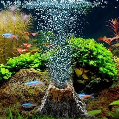 Aquarium Vulkan Luftsprudler Ausströmer Luftstein Blubberstein Deko Ornament