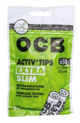 OCB Activ Filter Tips Extra Slim 6mm Aktivkohlefilter (5x 1Bt.a 50 St.= 250 St.