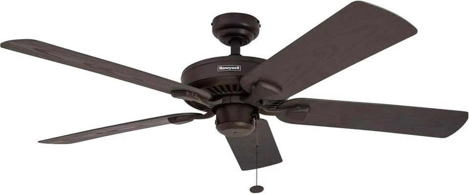 Elegant 52" Bronze Ceiling Fan with Pull Chain - Ideal for Indoor/Outdoor Living - Image 3 of 4