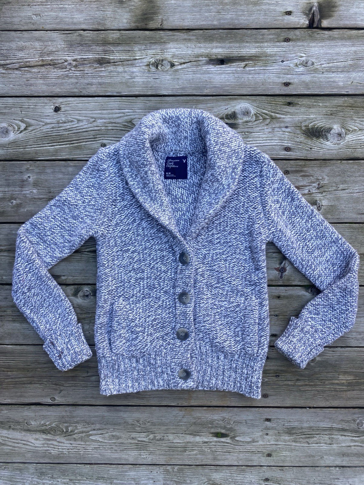 American Eagle Outfitters Women's Long Sleeve Cardigan Sweater Size M Grey Knit