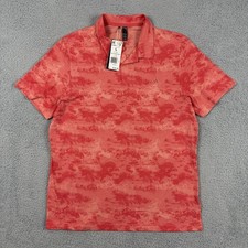 Adidas Golf Polo Shirt Mens L Orange Camo Jacquard Go-To Printed Performance