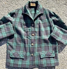 Vintage Pendleton Tartan Green Plaid Wool Womens Jacket Blazer Size Large