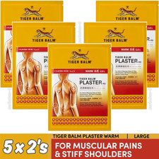 5 Packs of Tiger Balm Plaster Warm Large 10cm x 14cm 2's Comfort Patch EXP2029