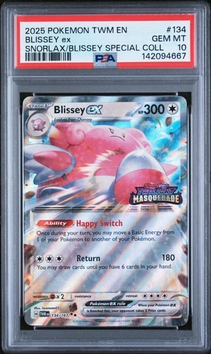2025 POKEMON TWM EN-TWILIGHT MASQUERADE #134 BLISSEY EX PSA 10