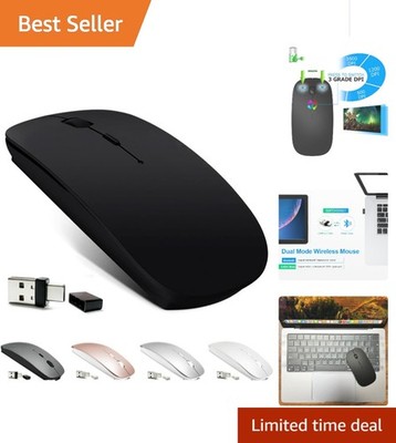 Wireless Silent Ergonomic Mouse - Rechargeable Bluetooth 5.2 for Laptops/Tablets