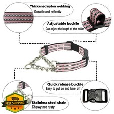 Martingale Dog Collars, Reflective Nylon Collar with Stainless Steel Chain, A...