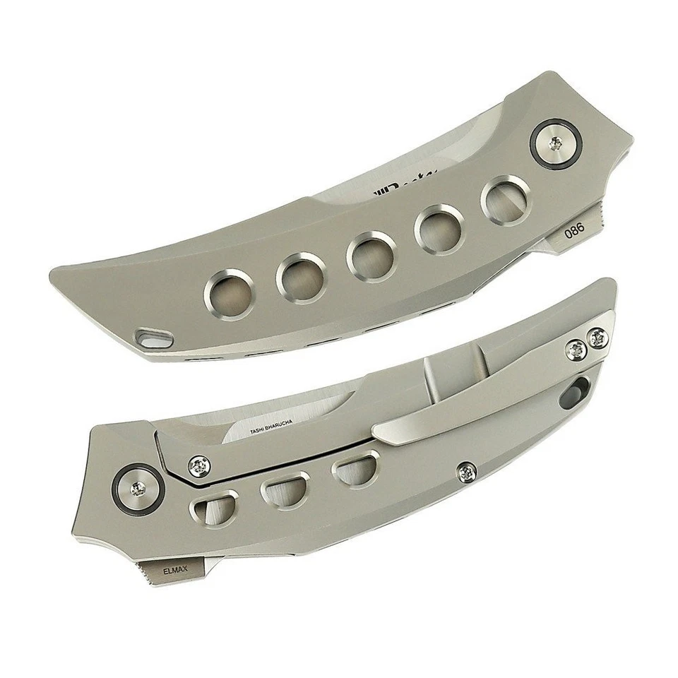 Cuchillos Reate Ti-Bead Blast con agujeros Cinturón Elmax Hoja de bolsillo satinado - VELOCIDAD 1 Foto 4 de 4