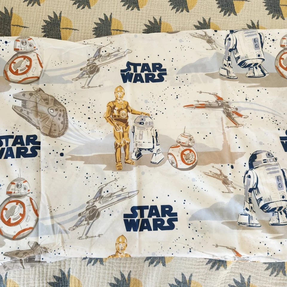 Conjunto de lençóis Pottery Barn X Star Wars tamanho completo costas droide planas/encaixadas/2 fronhas - Imagem 3 de 4