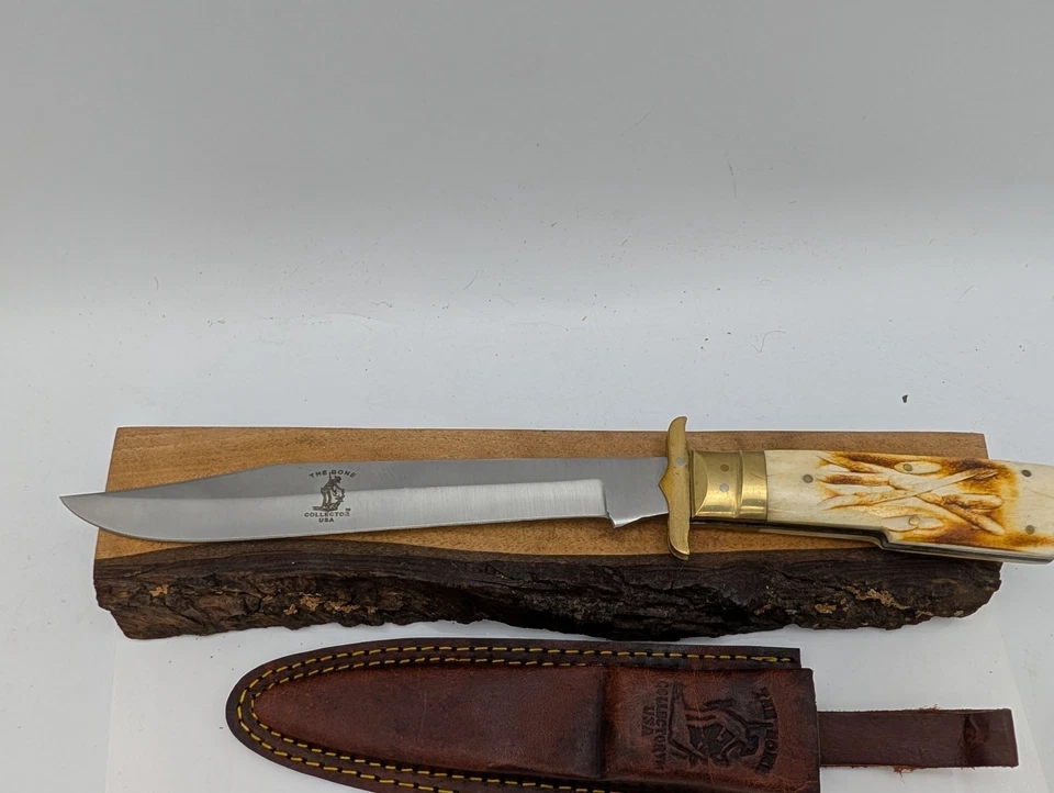 Faca dobrável exclusiva para colecionador de ossos com bainha de couro lâmina de 8" | 12,5" no geral - Imagem 4 de 4