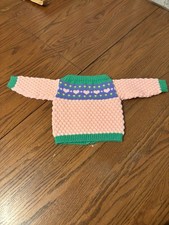 VTG The Maine Madhatter Baby Girls Pink Heart Theme Sweater Made In Maine 12-18