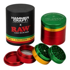 RAW x Hammercraft Rasta 2 Inch Small Aluminium 4 Piece Grinder Herb 4.8 x 4.3cm